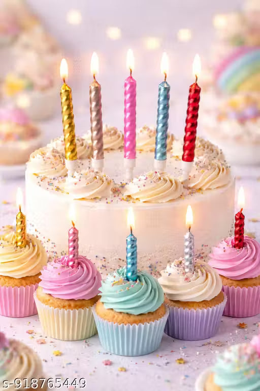20758 (6 Pcs) Shiny Spiral Party Candles (Multicolor)