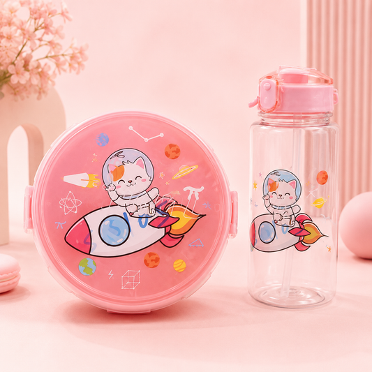 GBT-51822 Cute Kids Tiffin Box & Water Bottle Combo Set for School 500ML+800ML