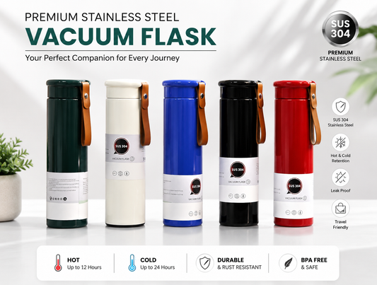 20727 Elegant Design 500ML Stainless Steel Insulated Hot Cold Drinks Beverages Portable Water Bottle {Random Color}