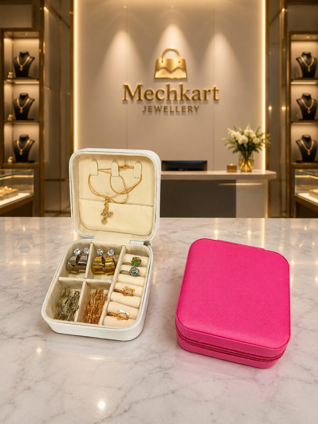 20978 Jewellery Organizer Box with 1 Pendant & 6 Pairs of Earrings (random)