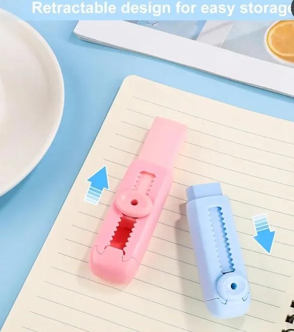 10430  Sliding Retractable Pencil Eraser Cute Erasers - 1 Colors with 1 Refill Eraser Push-Pull Design Pencil Erasers for Kids