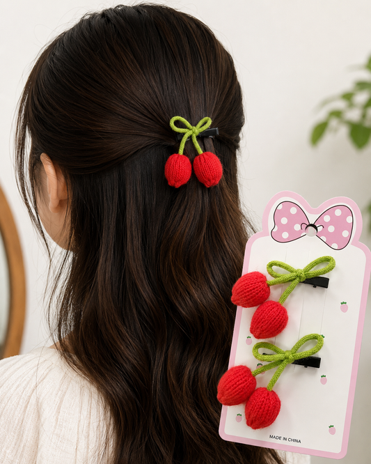 20908 {1 Pair} Kawaii Cherry Hair Clip Set – Fashion Hair Accessories for Girls {Random color}