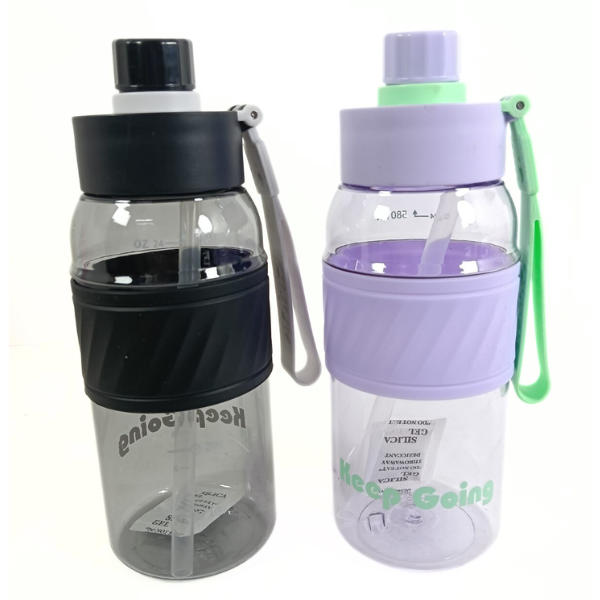 GBT-50512 Large Capacity Plastic Water Sports Drink Bottle with Straw for Summer | {Multi Color}