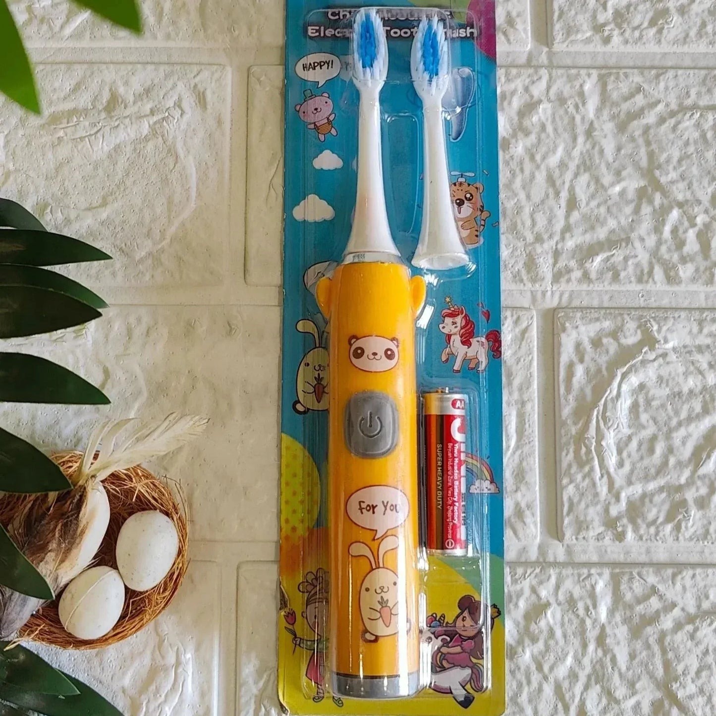 56-2008 Electric Toothbrush with Cartoon Characters, Soft Bristles Electronic Battery Toothbrush For Kids {Multicolor}