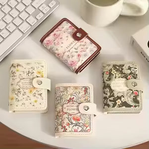 20202 Card Holder Wallet for Women, Floral Oil Painting Style Card Wallets, PVC Waterproof Slim Random Design