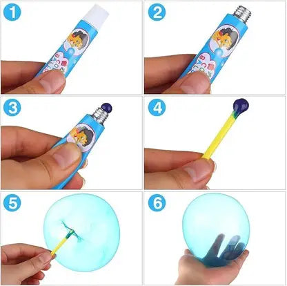 0720-E Blow Bubble Balloon with Straw , Party Birthday Gift, Great Original Bloonies Bubble Making Tubes, Bubbles DIY Crafting Childhood Nostalgia Toy.