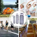 20001 {3 pcs} Transparent Motivational Water Bottles | Time Marker Leak Proof & Break-Proof