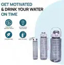 20001 {3 pcs} Transparent Motivational Water Bottles | Time Marker Leak Proof & Break-Proof
