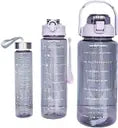 20001 {3 pcs} Transparent Motivational Water Bottles | Time Marker Leak Proof & Break-Proof