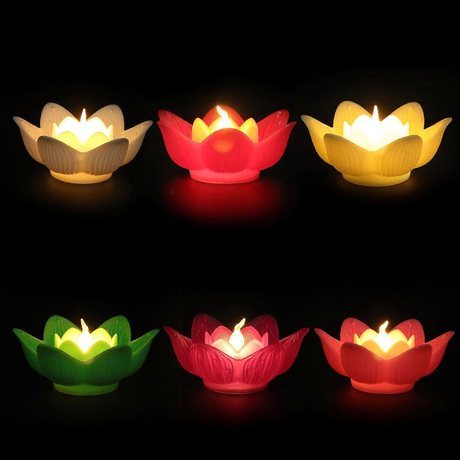 11159 {Pack of 6} Lotus Lantern Night Lamps Decorative Night Lights Lanterns Floating Pool Lights Pool Lotus Lights Floating Flower Lights for Pond Beautiful Lantern Night Flower Light