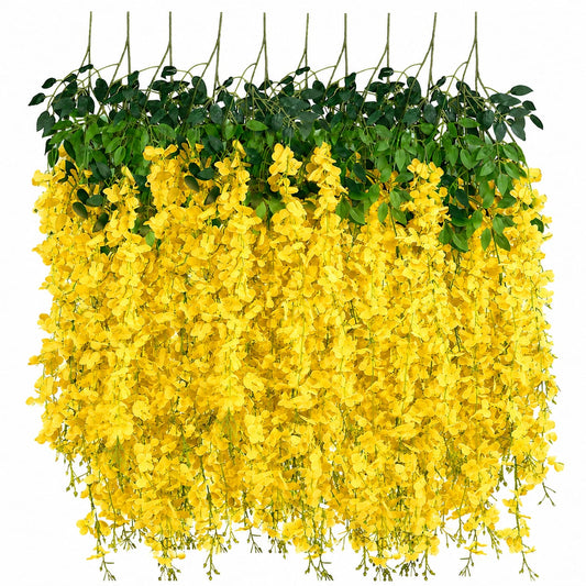 20966 (Pack of 12) Artificial Hanging Wisteria Flower Vines  (red, blue, white, purple, pink, green, yellow)