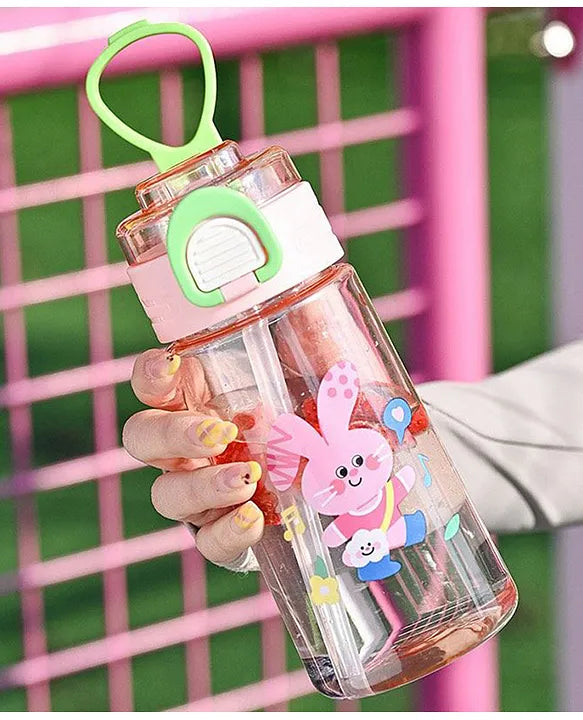 50562  Leakproof Cartoon  Water Bottle BPA-free with flip-lock lid and easy carrying handle, perfect for school, travel 550ML {Random Design}