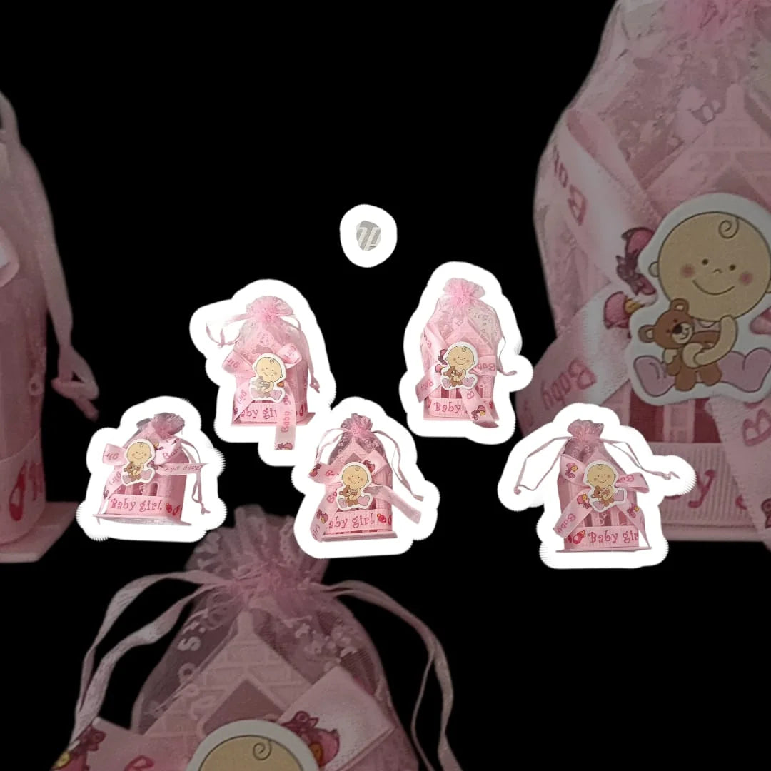 11089 {12 Pcs} Home Shapes Baby Shower Candy Bags Candy Wedding Favors Bags Pink Colour
