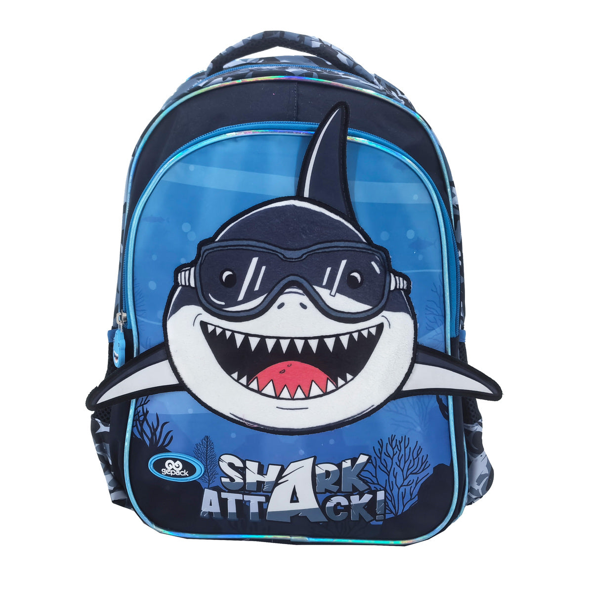 6163 Shark Attack Design School Bag For Kids 2 Department Backpack Travel Backpacks For Boys Girls Size=38*27*18 Cm