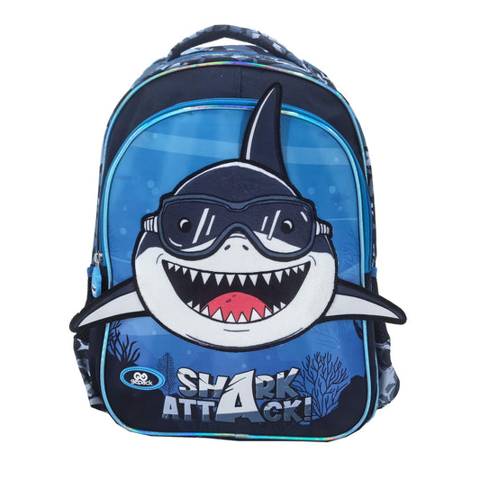 6163 Shark Attack Design School Bag For Kids 2 Department Backpack Travel Backpacks For Boys Girls Size=38*27*18 Cm