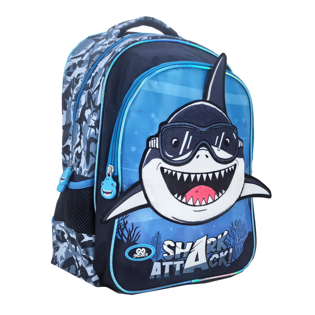 6163 Shark Attack Design School Bag For Kids 2 Department Backpack Travel Backpacks For Boys Girls Size=38*27*18 Cm