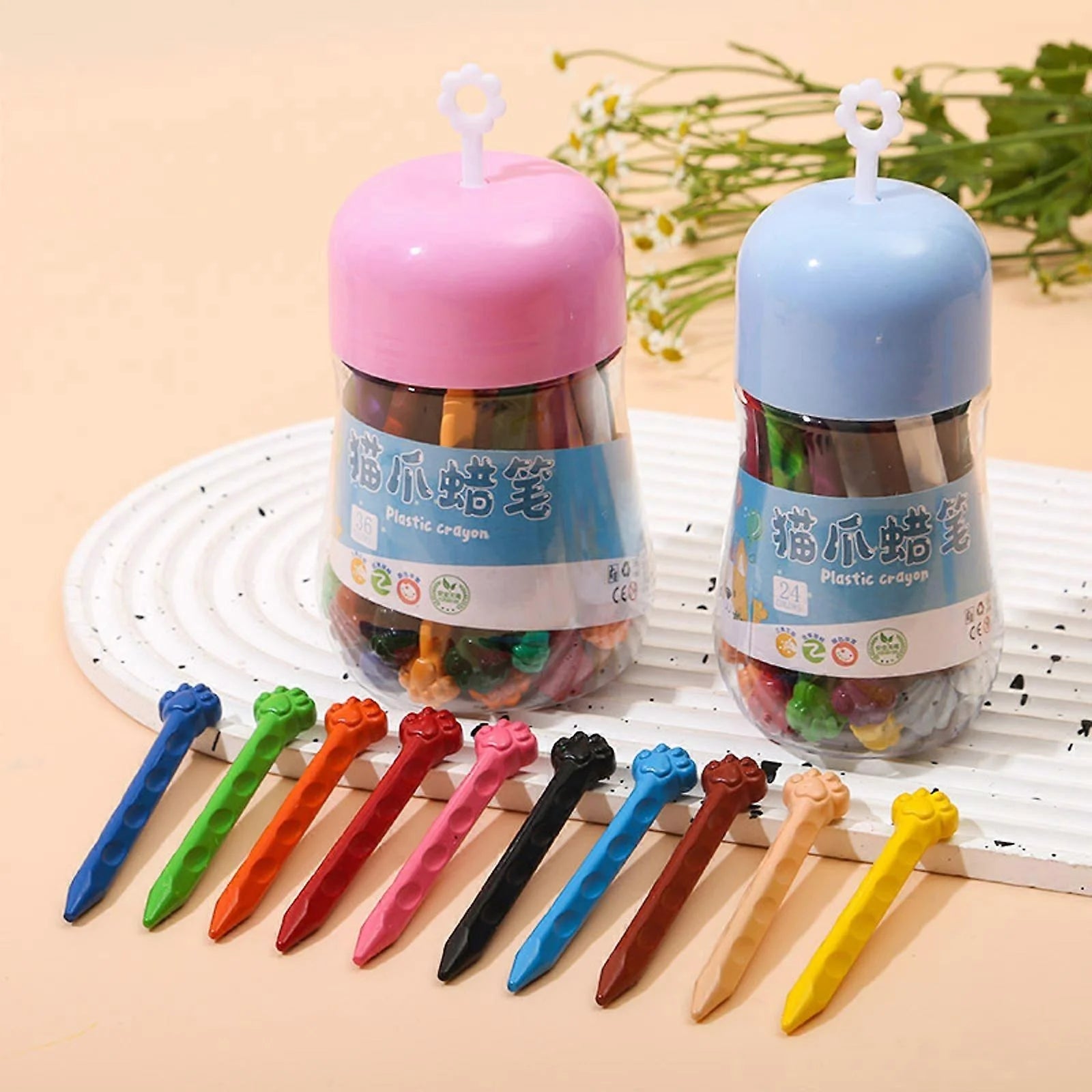 5214 Plastic Crayons Round Tin | 24 Shades Washable Non-Toxic Unbreakable Crayons for Kids Drawing & Colouring | Easy Grip, No Mess, Multi-Colour Crayon Set