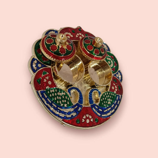 11355 Peacock Meenakari Platter – Decorative Fiber Plastic Pooja Thali for Festivals