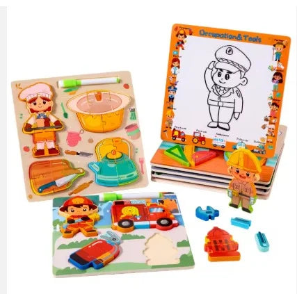 020056 3D Puzzle Model Professional Tool Drawing Board Young Children Education Wooden Puzzle 3-6 Years Old Baby Toy