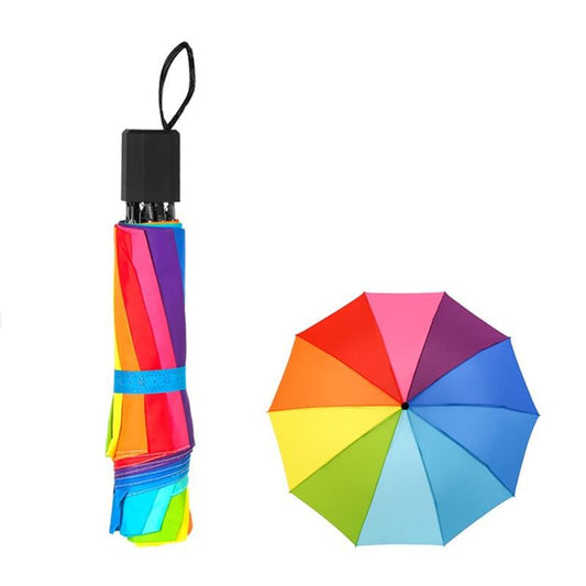 20718 Rainbow Fold Umbrella Women and Men Non-automatic 3 Fold Umbrella Popular Creative Three Folding Adults Children Umbrella
