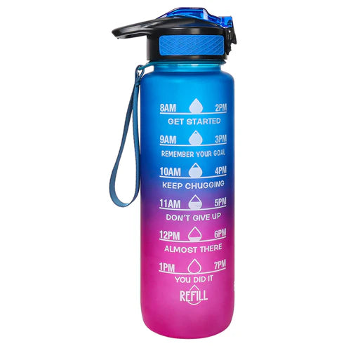 20518 Motivational Water Bottles with Times to Drink & Straw, Leakproof BPA Free Water Bottle Daily for Fitness, Gym and Outdoor Sports