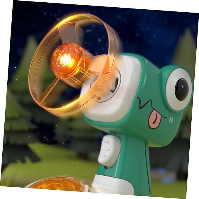 20874 Flying Disc Launcher Toy, Kids Outdoor Flying Saucer Toys, Portal Gun, 4 Flying Discs Gun and 1 Light Up Spinning Tops with Flashing LED Lights for Kids