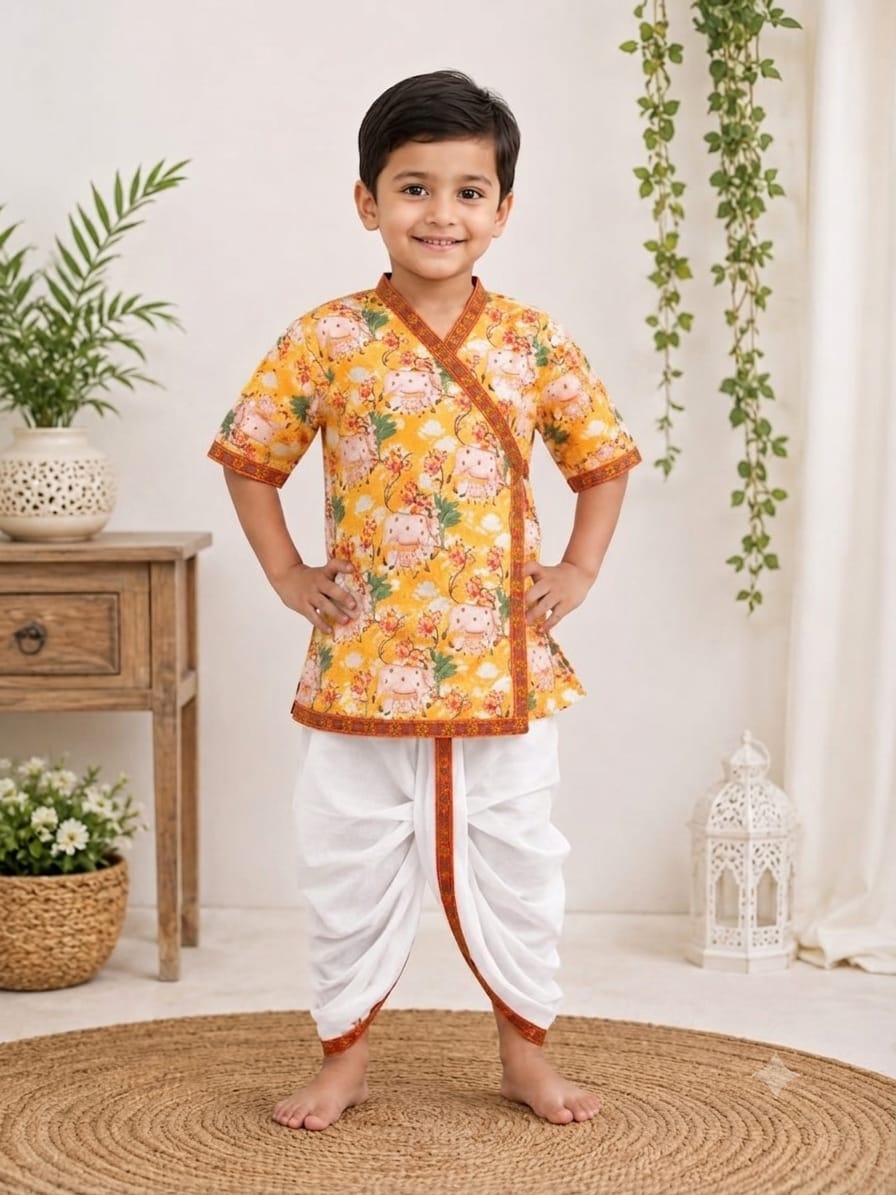 21064 (0-3 Years) Kids Traditional Boys Ethnic Dress Set Multicolour