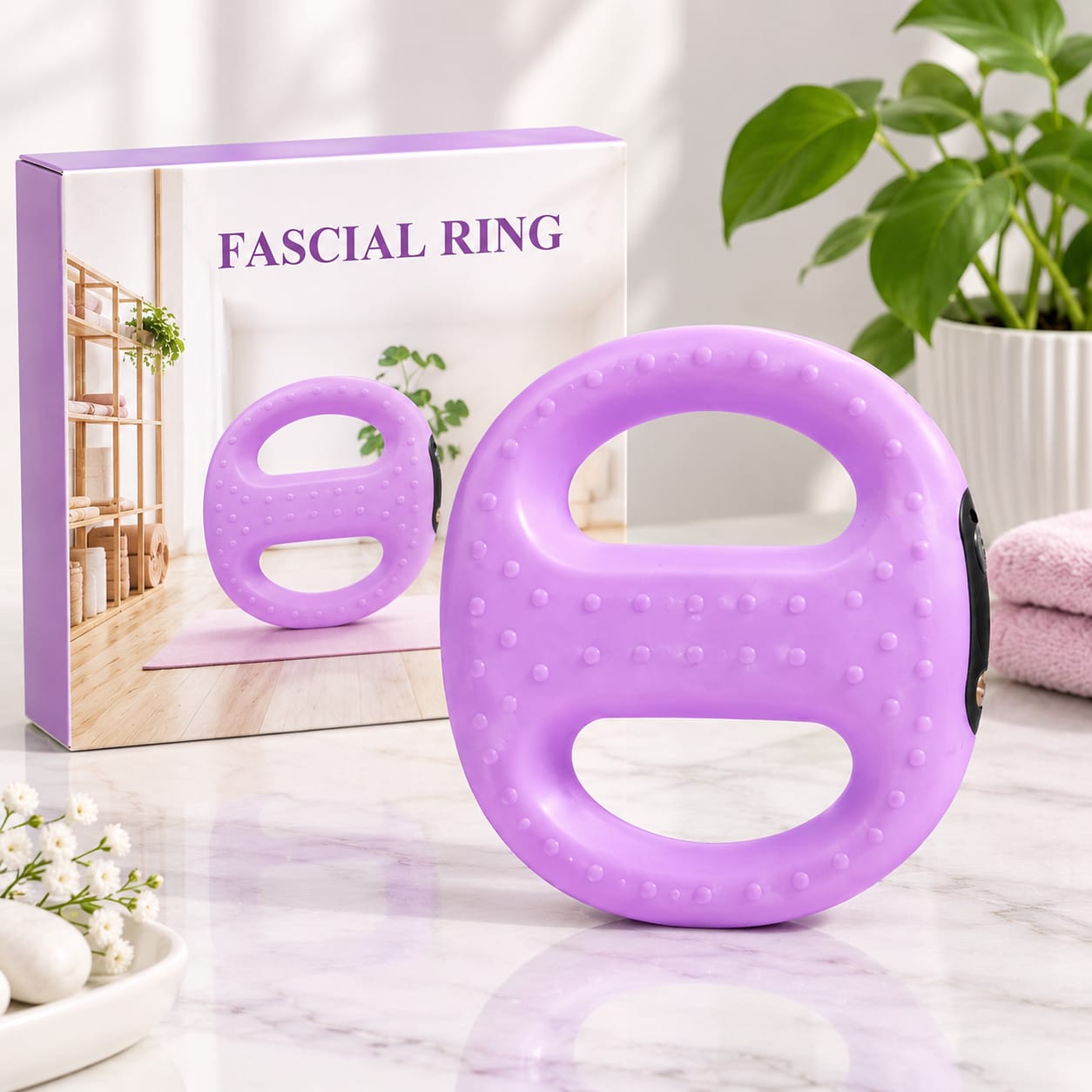21038 Electric Fascia Massager Ring with Adjustable Belt - Handheld Body Slimming Vibration with Heat, Digital Display, USB Rechargeable Fat Burner Device for Waist, Abdomen, Back & Hips