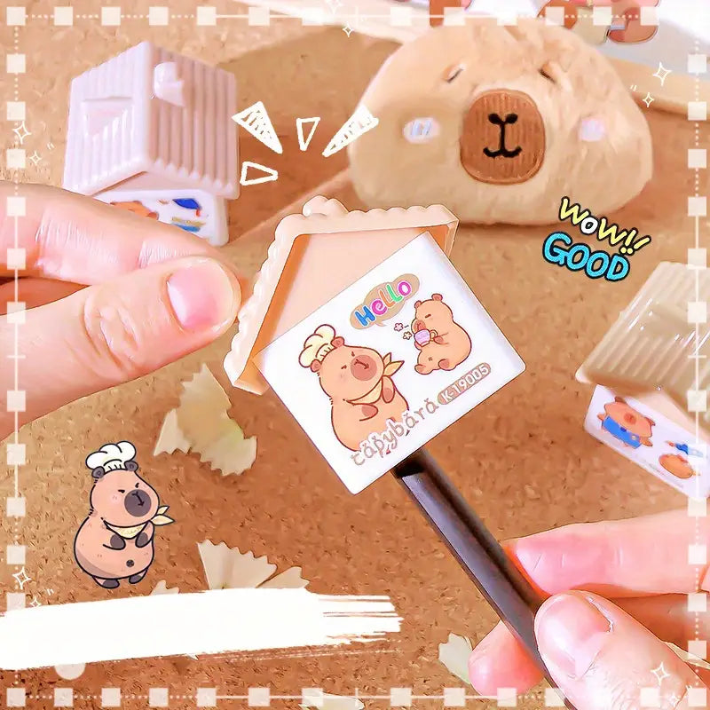 20363 Cartoon Pencil Sharpener Double Hole Mini Manual Sharpener Portable Student School Supplies Gift