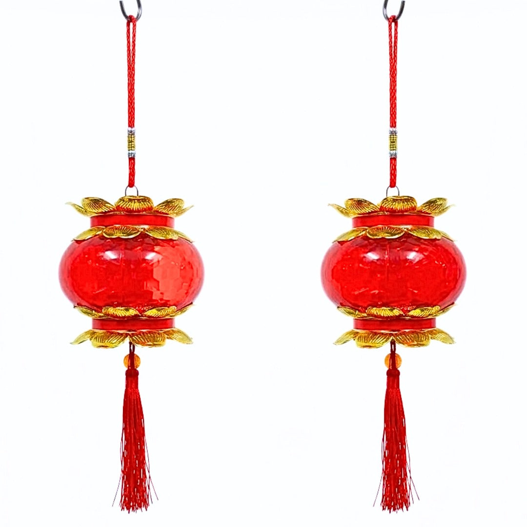 20442 Red Lantern Wedding Handheld Lantern with Tassel Light Up Projection Lantern Decorative Party Lantern
