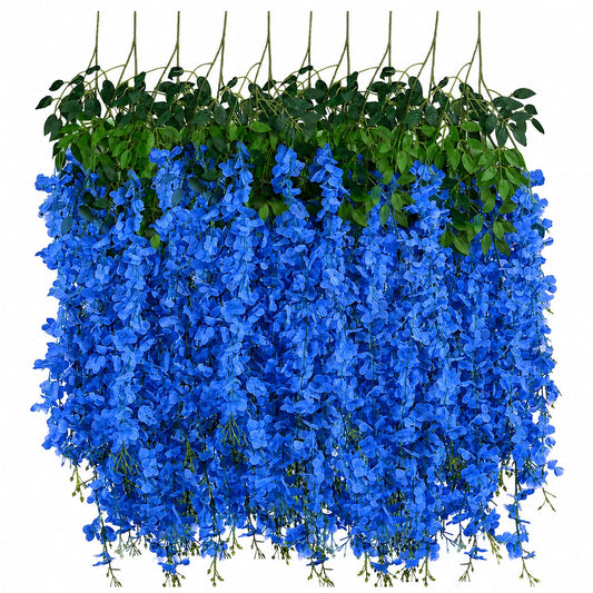 20966 (Pack of 12) Artificial Hanging Wisteria Flower Vines  (red, blue, white, purple, pink, green, yellow)