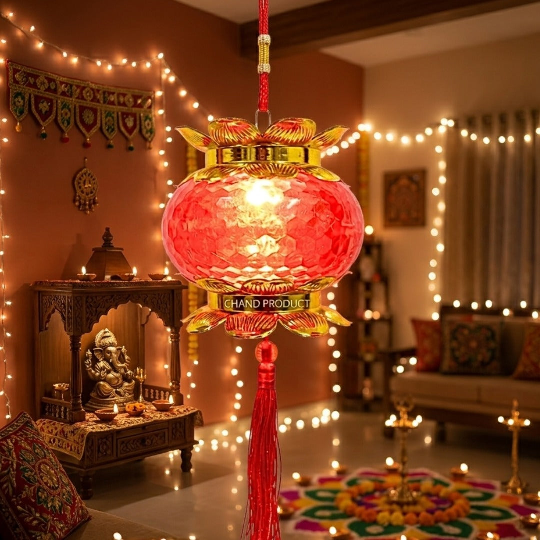 20442 Red Lantern Wedding Handheld Lantern with Tassel Light Up Projection Lantern Decorative Party Lantern