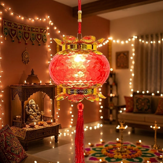 20442 Red Lantern Wedding Handheld Lantern with Tassel Light Up Projection Lantern Decorative Party Lantern