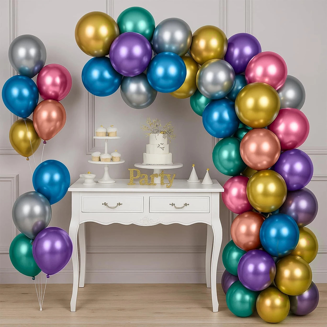 20720 Multi Chrome Balloons, 50pcs  Shiny Multicolour Chrome metallic Balloons for Birthday, Anniversary, Engagement, Wedding, Baby Shower, Festival Party Decorations