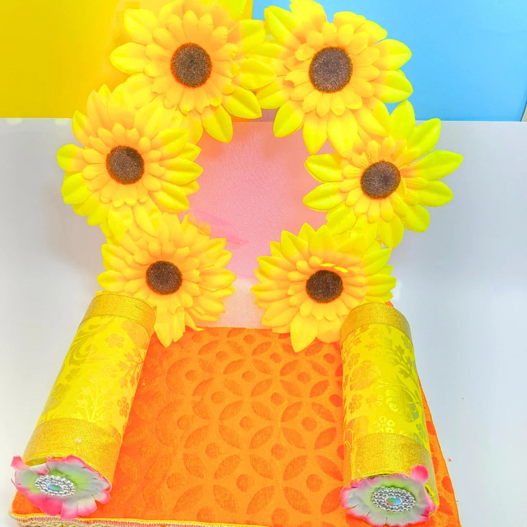 1998 Multicolor Beautiful Eco-Friendly Ganpati Makhars For Decoration 30 by 30cm ( Random Designs )