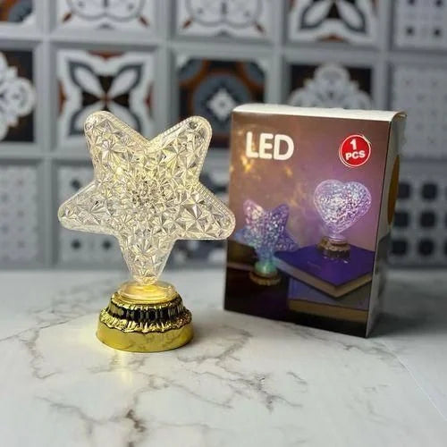 C-128 Crystal Heart / Star Shaped Decorative Light | LED Night Lamp for Bedroom, Living Room & Home Décor