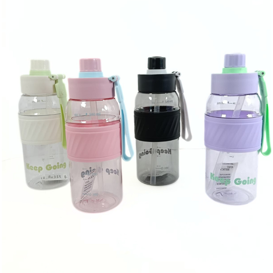 GBT-50512 Large Capacity Plastic Water Sports Drink Bottle with Straw for Summer | {Multi Color}
