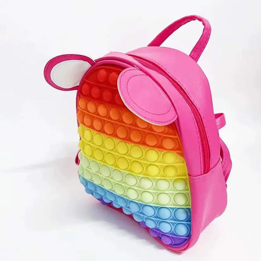 10688 Small Backpack Fidget toy Pop It Silicone Backpack Stress Reliever Pop it School bag Size=27*23*8 Cm
