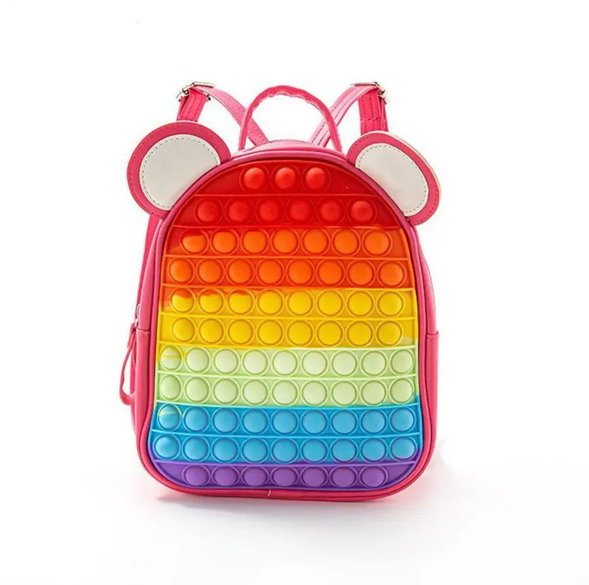 10688 Small Backpack Fidget toy Pop It Silicone Backpack Stress Reliever Pop it School bag Size=27*23*8 Cm