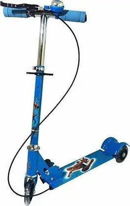 20066 Kids 3 Wheel Foldable Scooter Cycle with Height Adjustment & Led Light on Wheel(Break and Bell) for Boys and Girls (Multi Color)
