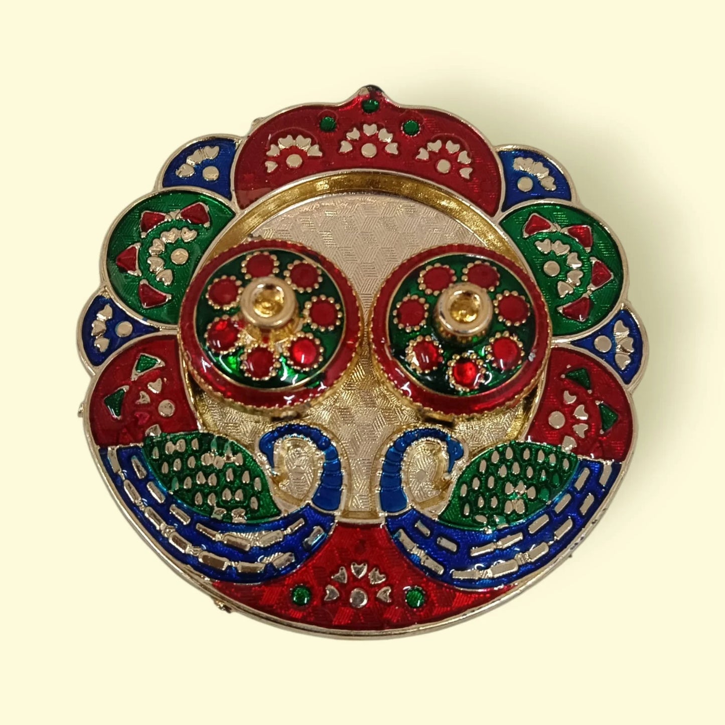 11355 Peacock Meenakari Platter – Decorative Fiber Plastic Pooja Thali for Festivals