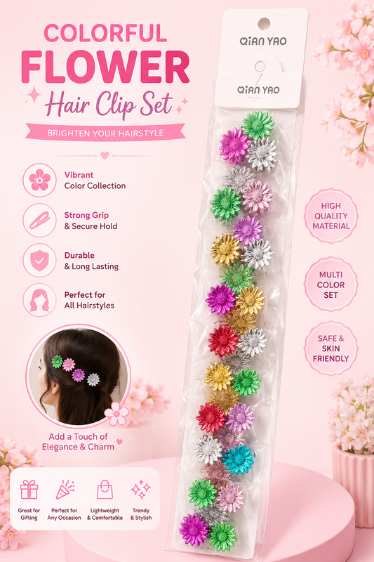20619 {Pack of 10} Floral Hair Clutcher Random Color for Women and Girls