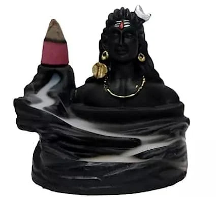 10012 Lord Shiva Adiyogi Shiva Backflow Smoke Fountain Incense Holder Burner with 8