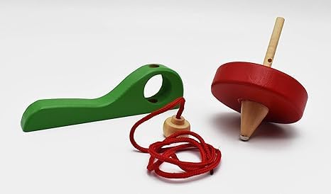 20684 Wooden Spinning Top Toy | Traditional Lattu Pambaram Buguri Bongaram | Classic Hand Spin Toy for Kids Fun Play Color May Vary