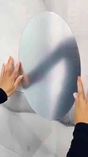 20923 Oval Shape Adhesive Glass Mirror Sticker for Wall on Bathroom Bedroom Living Room Basin Mirror Bathroom Wall Mirror Stickers Unbreakable 30cm X 20cm