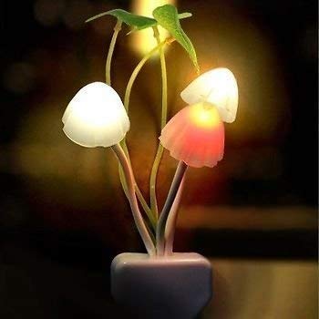 20784 - 3D LED Night Lamp with Plug Smart Sensor auto On/Off and Color Change Mushroom Flowers Beautiful Illumination Home Decoration Lights for Bedroom Corridor