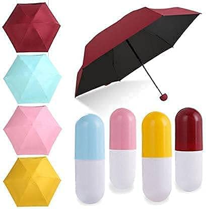 10648 Protection tablet umbrella capsule umbrella For Rain Windproof & Sun Protection Features, 4 Folding Compact Capsule Case For Men Women Kids
