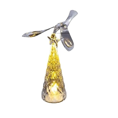 KT-159 Handicraft LED Bird Tree Lamp – Christmas Tree Shaped Light with Spinning Bird Topper – Warm White LED Holiday Decoration