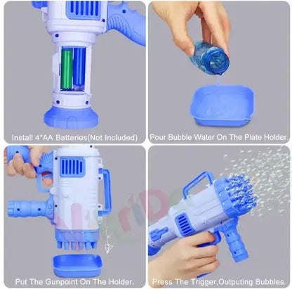 20124 45 Holes Big Bubbles Gatling Machine, Battery Operated Electric Gun Toy Toy Bubble Maker