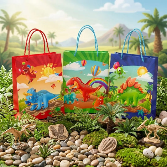 RY-814-S  3D Glitter Paper Gift Bag Dinosaur Magical 23 X 18 X 10cm 1pc Multicolor